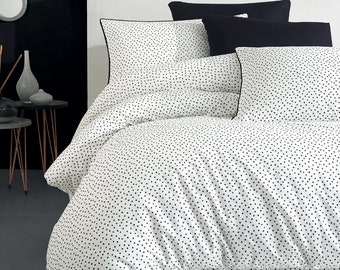 4 Pieces queen/twin size Cotton Black&White dots Duvet Cover Set, GiftGift