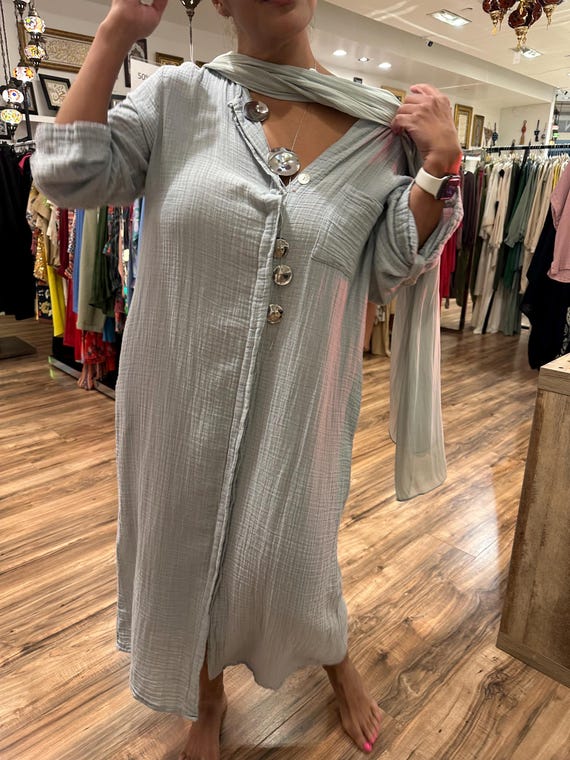 Live in Oversized Shirt Maxi Dress, Super Soft , Cotton Buttoned Shirt Dress, Mothers Day Gift