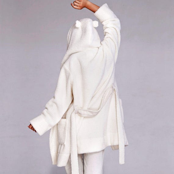 Hooded Robe With Ears Plush Cozy Robe Soft Robe Fluffy Robe Faux Fur Robe fleece Robe warm Robe winter Robe gift for Her dressing Gown Etsy UK