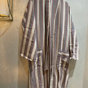 Aydin Pure Turkish cotton striped bathrobe, Peshtemal unisex cotton robe, spa robe, kimono robe, unisex robe, dressing gown, image 8