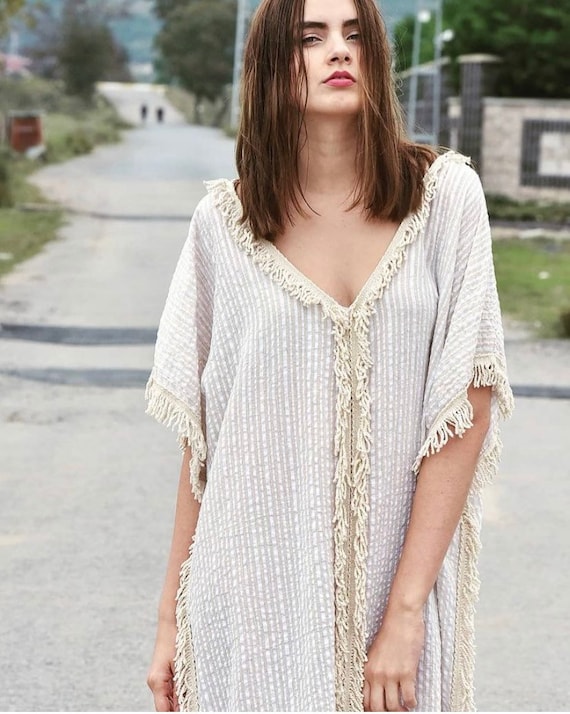 Quaste Bio Baumwolle oversized Kaftan Kleid oversized langes - Etsy Schweiz