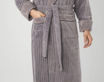 Luxurious Mens hooded Bathrobe, burgundy Turkish Organic Cotton/bamboo Mens Bathrobe, Luxury Man Bathrobe, Christmas GiftGift