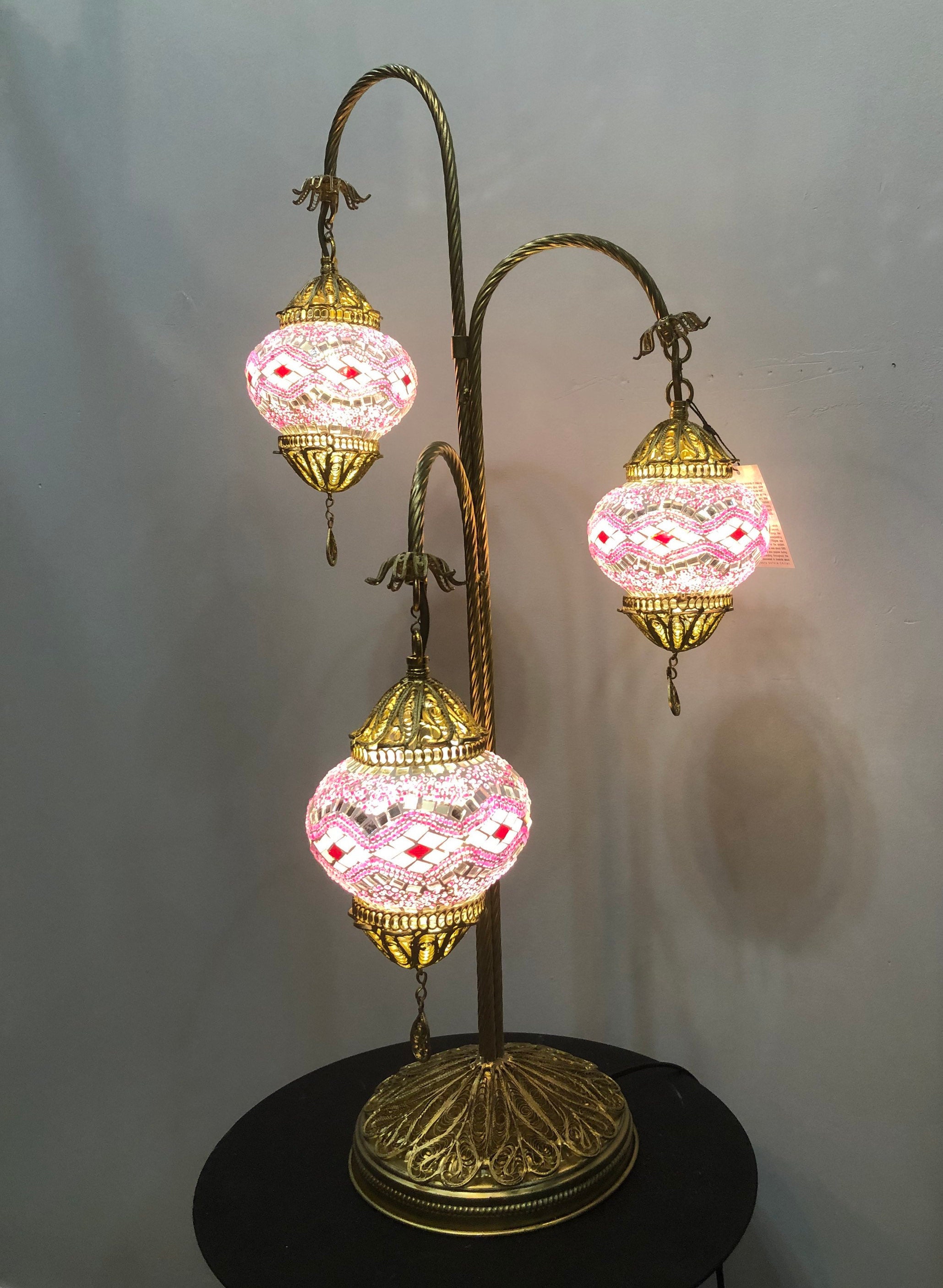 ン 大人気 新品 ノ Pink Gold Made Hand Special , Lamp Table Mosaic Turkish Tall その他