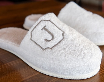Unisex Personalized Terry Cloth Slippers, Turkish terry luxury personalized unisex spa slippers, Guest Slippers, Bridesmaid Slippers