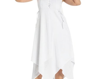 Robe d'été blanche en coton, robe d'été, robe bohème en coton, robe ample en coton, robe de plage, robe de mariée, cadeau pour elle, cadeau fête des mères