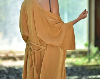 muslin mustard yellow kimono ,Turkish Cotton woman lightweigt kimono Gift/Mother's Day Gift