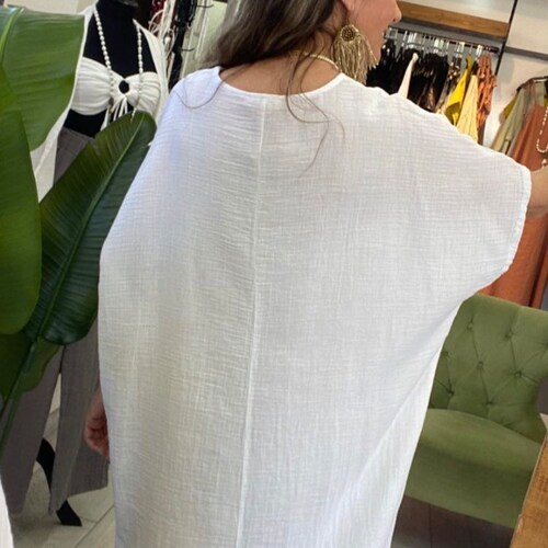 White organic Cotton Kaftan dress, oversized long dress, loose cotton shops dress, gift for her