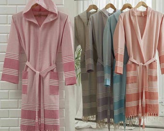 Lightweight Bathrobe 100% Turkish Raw Cotton- Without Tasselsmother's day / Gift/Mother's Day Gift