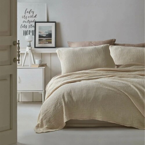 Ivory Muslin Queendouble Quilt Blanket Super Soft Quilt Etsy