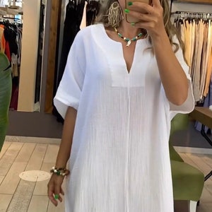 White Organic Cotton Kaftan Dress Oversized Long Dress Loose - Etsy