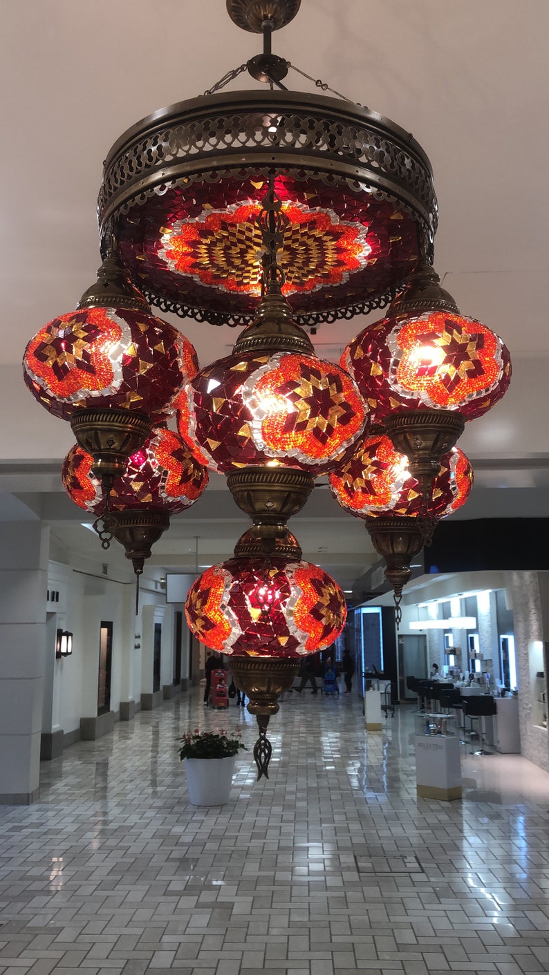 Handmade Turkish Chandelier 7 100% quality warranty! Globes Max 58% OFF with glass a lam circle top