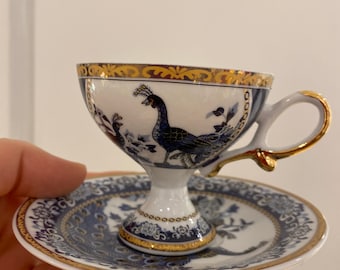 Peacock Turkish coffee cup, fine porcelain Turkish coffee/expresso coffee cup set / Gift