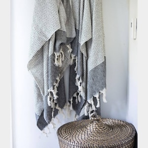 Gray Turkish cotton hand towel/kitchen towel/tea towel (18”/36”), farmhouse cotton tea towel / Gift/