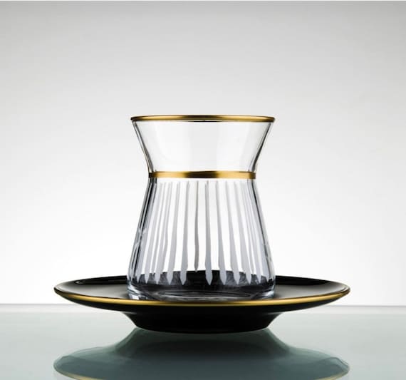 Spezielles Design Kristall handgefertigte Goldverzierung Türkisches Teeglas Set / Geschenk /, GiftGift