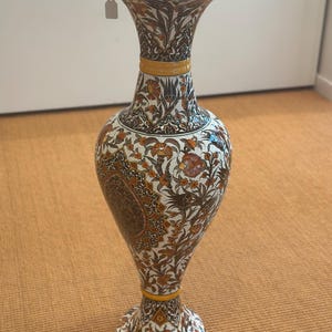 Übergroße handgemachte braune Vase, 41 Zoll Länge, 15 Zoll Durchmesser, handbemalte türkische Keramikkunst, Housewarming Geschenk, Wohnkultur