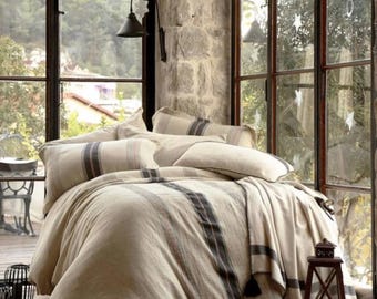 Pandora Linen Cotton Blend Bedding Set, Queen or King, GiftGift