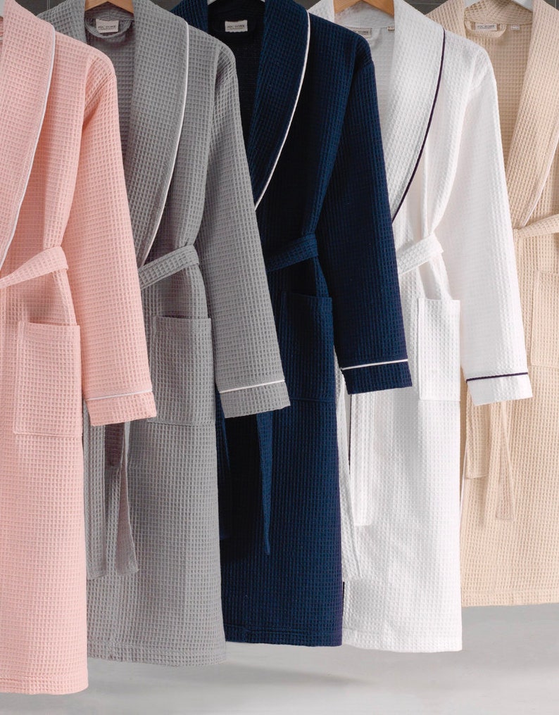 Waffle Pure Turkish Cotton Bathrobe Robe, Lightweight Spa Robe ...