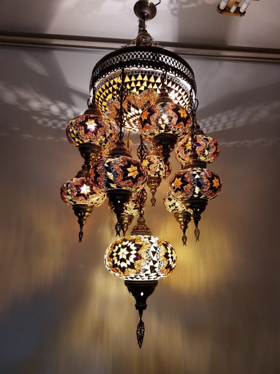 Turkish moroccan mosaic glass chandelier lights deals