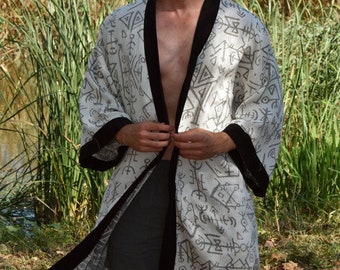 Pure Turkish cotton men bathrobe, Peshtemal unisex bathrobe, cotton man robe,spa robe ,mens robe,dressing gown / Gift/, Gift