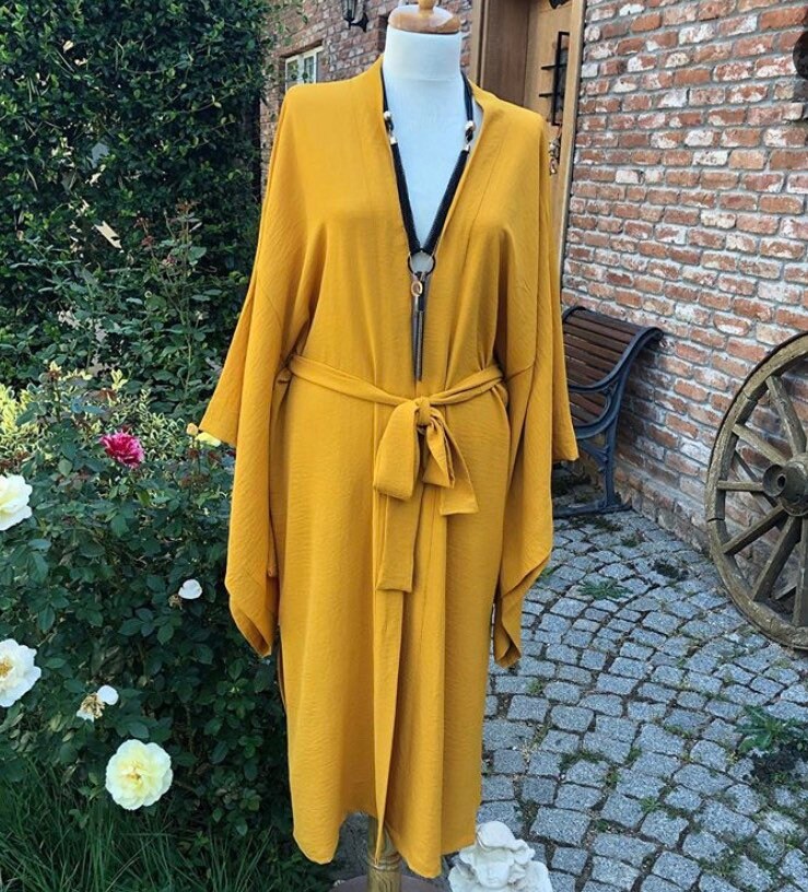 mustard silk robe