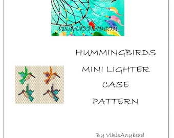 Hummingbirds Tubular Peyote Stitch Mini Lighter Case Pattern