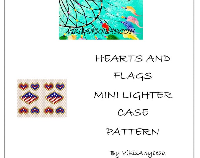 Hearts and Flags Tubular Peyote Stitch Mini Lighter Case Pattern