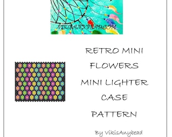 Retro Mini Flowers Tubular Peyote Stitch Mini Lighter Case Pattern