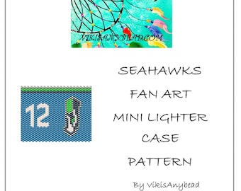 Seahawks Fan Art Tubular Peyote Stitch Mini Lighter Case Pattern