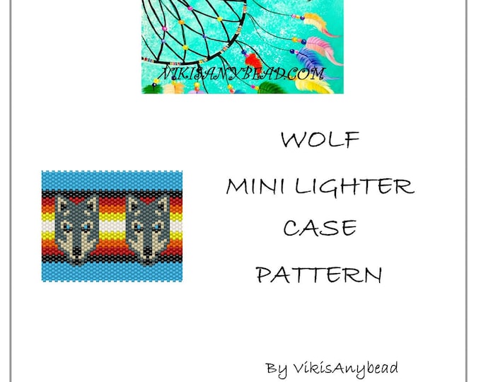 Wolf Tubular Peyote Stitch Mini Lighter Case Pattern