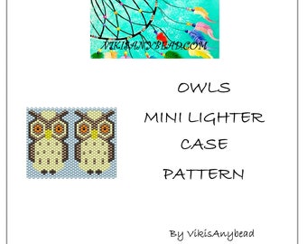 Owls Tubular Peyote Stitch Mini Lighter Case Pattern