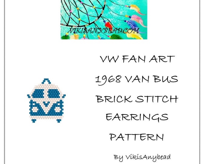 VW Bus 1968 Fan Art Brick Stitch Earring Pattern