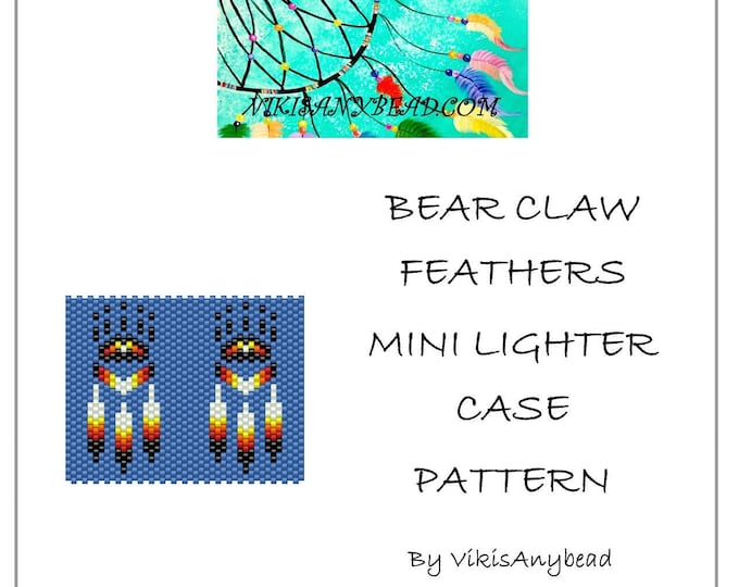 Bear Claw Feathers Tubular Peyote Stitch Mini Lighter Case Pattern