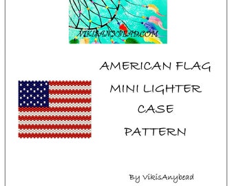 American Flag Tubular Peyote Stitch Mini Lighter Case Pattern