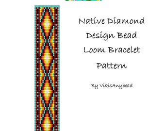 Native Diamond Design Bead Loom Bracelet Pattern  by VikisAnyBead