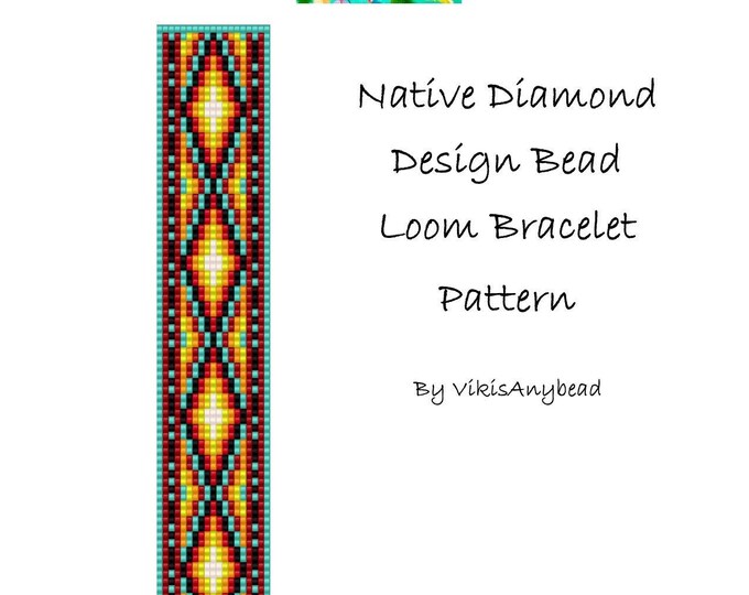 Native Diamond Design Bead Loom Bracelet Pattern  by VikisAnyBead