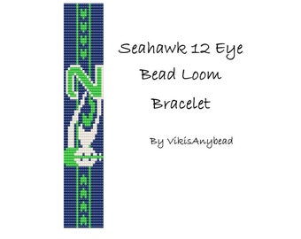 FAN ART Seahawk 12 Eye Beaded Loom Bracelet Pattern by VikisAnyBead
