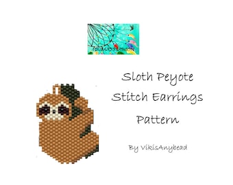 Sloth Peyote Stitch Earrings Pattern by VikisAnyBead