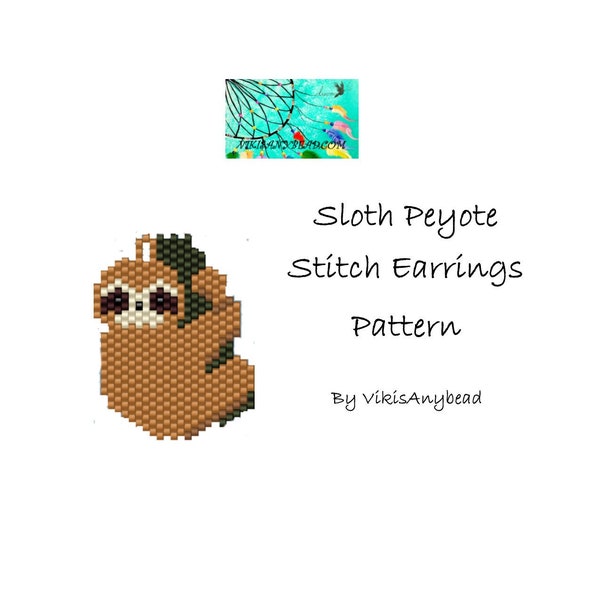 Sloth Peyote Stitch Earrings Pattern by VikisAnyBead