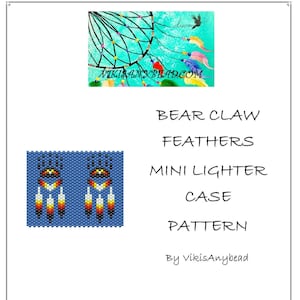 Bear Claw Feathers Tubular Peyote Stitch Mini Lighter Case Pattern