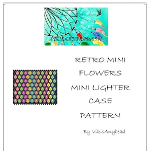 Retro Mini Flowers Tubular Peyote Stitch Mini Lighter Case Pattern