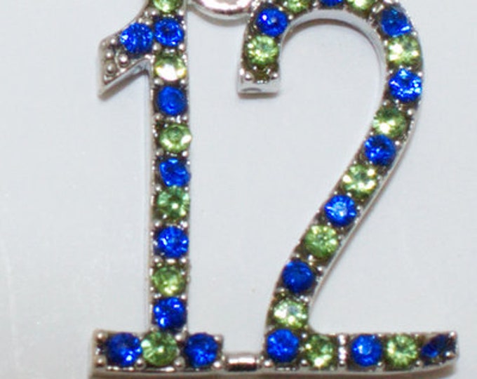 Seahawk inspired sapphire blue and green crystal large custom crystal charms 10pc