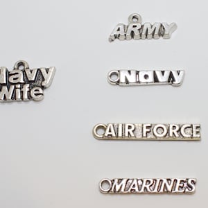 Admirable Military Word Silver Charms 1PC