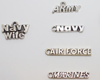 Admirable Military Word Silver Charms 1PC