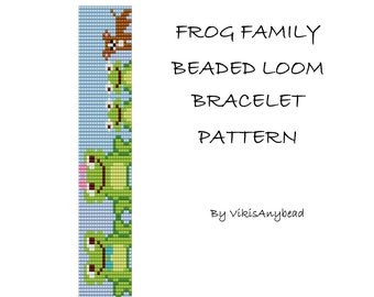 Frog Family Beaded Loom Bracelet Pattern by Vikisanybead