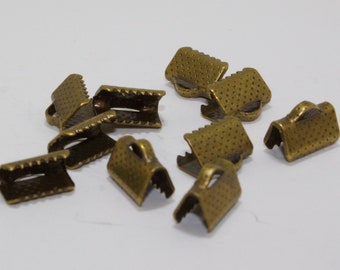 26 ANTIQUED Bronze Gold 13x6mm Ribbon Cord CRIMP End Clamps - Etsy