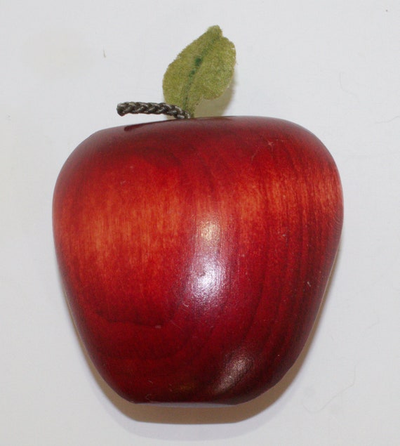 Adorable Wooden Handmade Apple Brooch - image 1