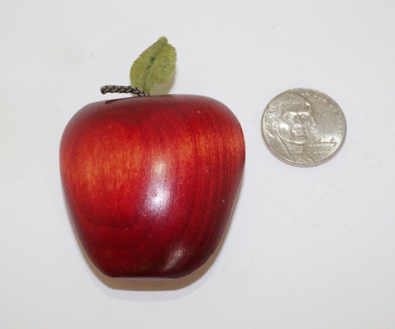 Adorable Wooden Handmade Apple Brooch - image 2