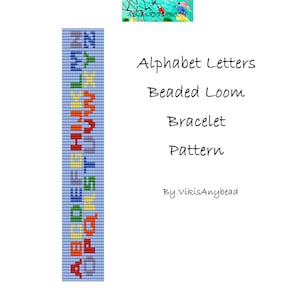Padrão de pulseira de tear de contas com letras do alfabeto fofas por VikisAnybead