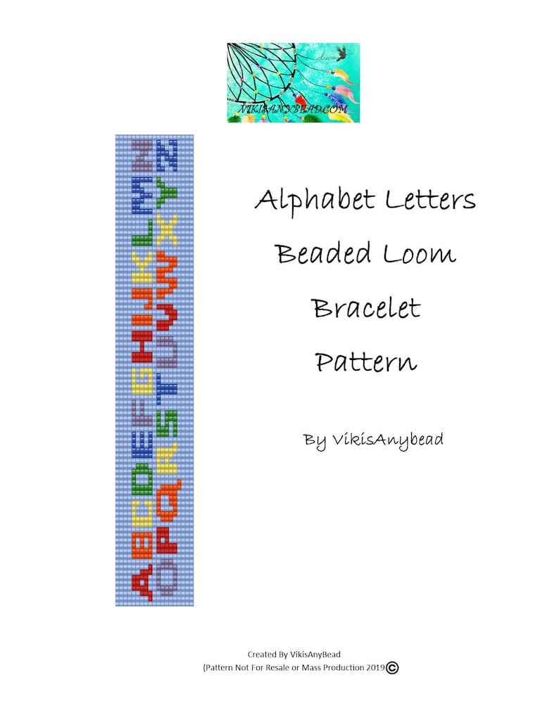 Cute Alphabet Letters Bead Loom Bracelet Pattern by Vikisanybead Etsy