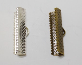 Stylish Ribbon Crimp Ends Leather V Clamps 1 inch 10PC